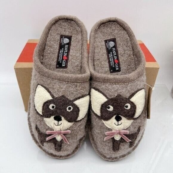 Haflinger Chihuahua Slipper Clog Tan Wool Shoe Dog Womens Size US 8 / EU 39